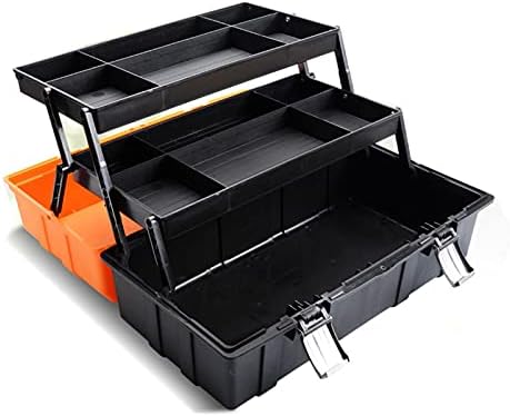 Комплет за алатки за носење алатки за алатки преносни хардверски алатки за домаќинства 3-слојни преклопни кутии Мултифункционална кутија за складирање,