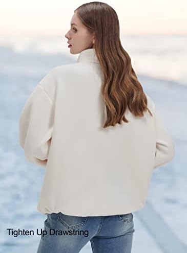 Heените на Хебелала поштедуваат со долг ракав бел преголем џемпер, руно Шерпа, половина поштенски пулвер, есенска модна облека