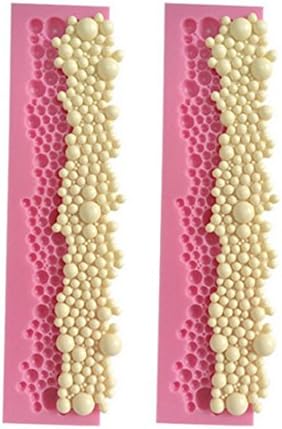 JKLCOM силиконски калап, тркалезни бисери, меурчиња меурчиња калапи шеќер чоколадо Фондант молданди, правејќи комплет за украсување торта, розова, 2 пакувања