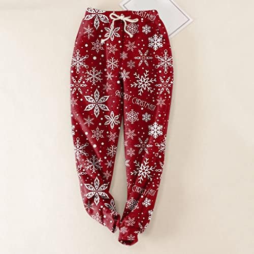 Божиќни жени плус големина руно наредени џемпери топло џогери панталони мода Божиќ печатено активна патека за патеки со џебови