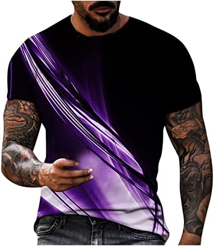 Машка маица со кратки ракави, лежерна светлина на вратот 3Д дигитален принт фитнес спортски маица мека вградени маички