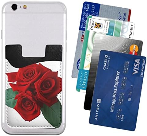 Готски држач за картички за роза, PU кожна кредитна картичка, торбичка за лепила за лепила за сите паметни телефони за сите паметни