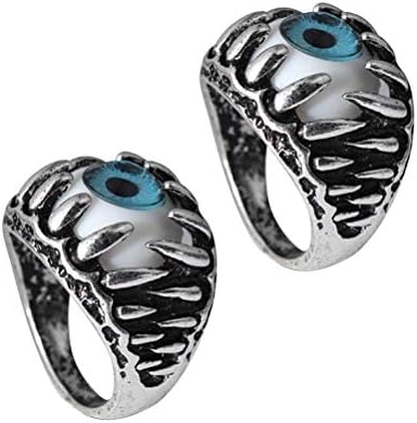 Амосфун Менс прстени 2 парчиња злобни очни прстени змеј прстен Облечи накит за карневалска забава cosplay маскарада бар забава