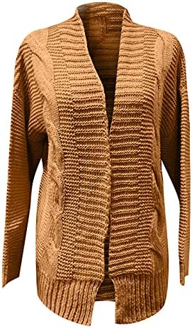 Басисин туничен палто за жени пријатна школа Зимски џемпер Елегантен V врат опуштено вклопена цврста боја плетење со долги ракави