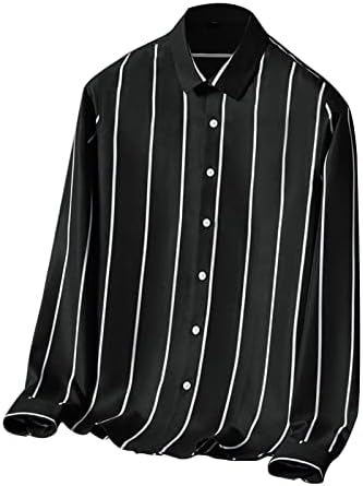 XXBR машки шарени кошули со долг ракав корејски стил тенок фит деловен конечен кошула копче надолу за вртење на јака за вртење на јака