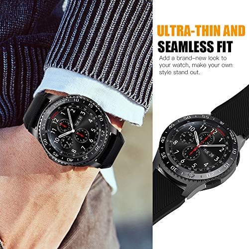 Моко Безел прстен компатибилен со Samsung Gear S3/Galaxy Watch 46mm, Smart Watch Bezel Leabesive Cover Anti Scratch Nirestiance Stecter