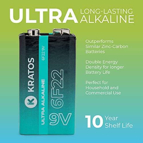 Кратос Енергија 9V Батерии - 4 Пакет Алкални Батерии-Долготрајни Сите Намена 9 Волти Батерија - 10 Години Рок На Траење-Жива &засилувач;