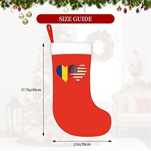 Романско знаме на сечење и американско знаме Божиќно порибување Класичен декорација Класик 18 инчи камин виси чорап
