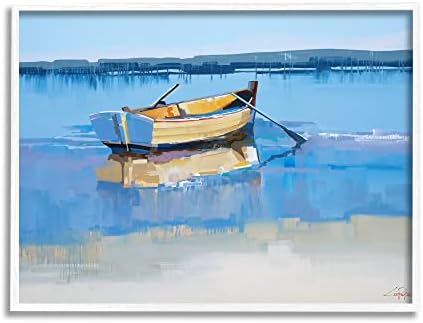 Sumn Industries Row Boat на синиот крајбрежен брег на плажа пејзаж, дизајн од Крег Тревин Пени