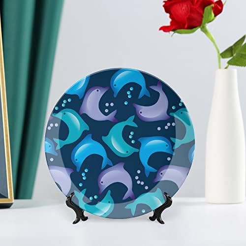 Делфини и меурчиња Смешна коска Кина Декоративна чинија Тркалезни керамички плочи занает со приказ за украси за внатрешни работи