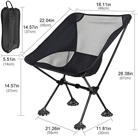 Алиобц кампување стол за ранец, ултралејт преносни компактни столчиња за преклопување со големи нозе против лизгање и носат торба за отворено