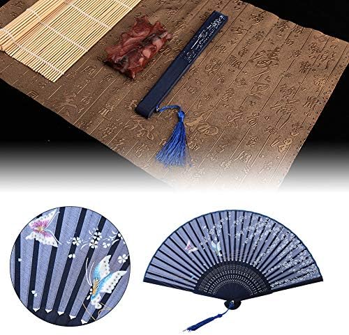 Plplaaoo рачен вентилатор, фан на преклопување, вентилатор за рака, јапонски гроздобер стил Рачно изработена пеперутка ФАН ФАН за