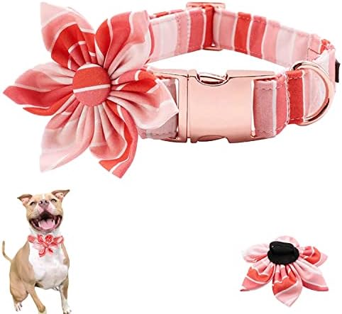 Јака за кучиња за кучиња на вinesубените - Црвена розова јака за кучиња со цветно рачно изработено за големи средни мали кучиња