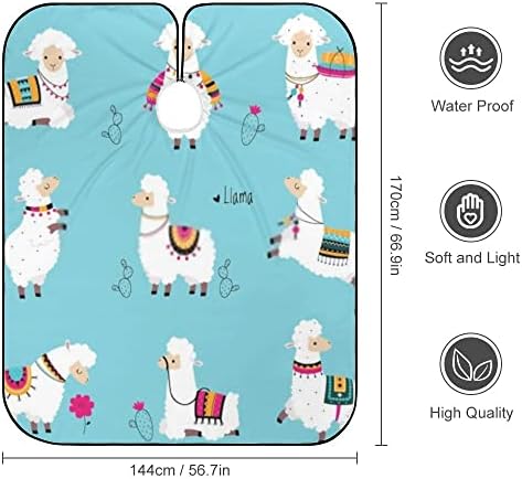 Голема наметка за сечење на косата за мажи, симпатична меки лама анима салони со прилагодливо затворање водоотпорна наметка