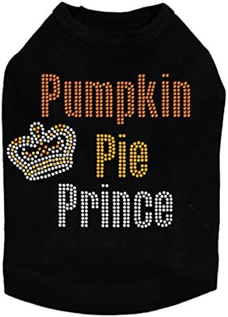 Принц од пита од тиква - чисти рингестони - Ноќта на вештерките и есента кучиња од ринестон кошула, 3xl црна