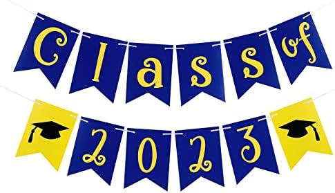 Класа На Банер Од 2023 Година Сина И Жолта Класа На Банери За Дипломирање Од 2023 Година Знак, Дипломирање 2023 Банерска Класа