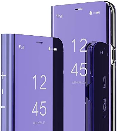 Asdsinfor Galaxy A13 5G Случај Тенок Стилски Луксузни Шминка Огледало Случај Мултифункционален Флип Со Капакот Штанд Случај За Samsung Galaxy A13 5G Огледало PU Виолетова QH