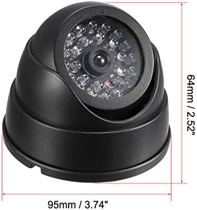uxcell лажна безбедносна камера кукла купола CCTV со трепкање црвено LED предупредувачки светло за домашно отворено затворено црно