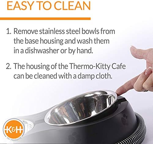 K&H PET Производи Термо -Кити Кафе Отворено загреана мачка чинија - Нема повеќе замрзната храна или вода