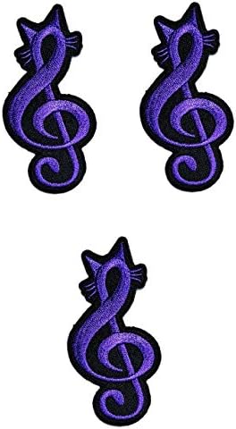 Умама лепенка сет од 3 виолетова височина на Требл Клиф лист Музичка белешка Музика g музичар знак цртана налепница ткаенина