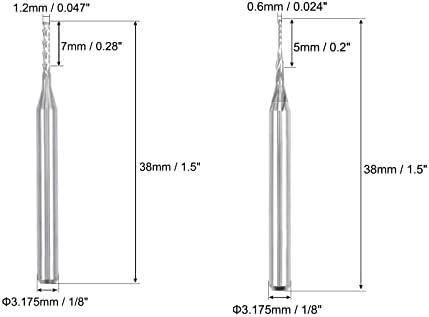 уксел 20 парчиња 0,6 мм, 1,2 мм Карбид Крајна Мелница Гравирање Мелење Машина Цпу Рутер Битови За Пхб Машина, 1/8 Стебло