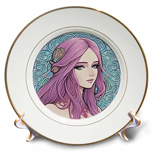3drose Art Nouveau Woman. Волшебна прекрасна принцеза со виолетова коса подарок - плочи