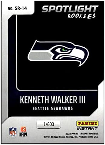 Kenneth Walker III RC 2022 Panini Instant Spotlight Rookie /603BW14 Seahawks NM+ -MT+ NFL фудбал