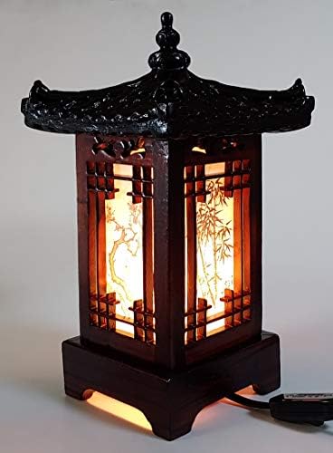 Антички жива врежана дрвена маса за ламба рачно изработена традиционална корејска куќа павилјон пагода дизајн уметност деко фенер кафеава азиска