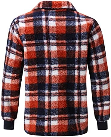 Beuu sweetshirts for Men Fuzzy Sherpa Pullover Sweatshirts Зимски топло карирано ацтек печатени џемпери од желка
