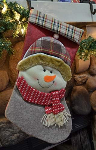 Киселиот тактички сет од 3 18 Класичен Germемен Бурлап ирваси, Божиќни чорапи на Санта Снежен човек