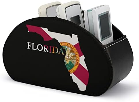 Флорида мапа на знамето за далечински управувач кутија за складирање мултифункционална PU кожа ТВ далечинска држач за организатор