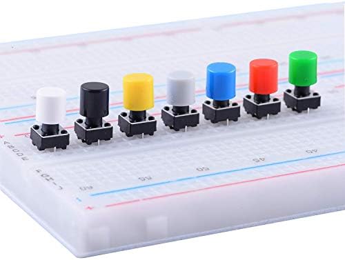 GEBILDET 84PCS 6 × 6 × 8mm моментално тактилно тактилно тактично копче за тактики со копчиња со копчиња од 7 боја, секоја боја 12 парчиња