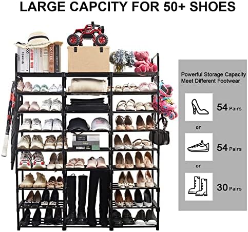 Mavivegue 9 нивоа решетката за чевли за чевли за чевли за складирање на чевли 10 нивоа решетки за чевли, штанд за чевли