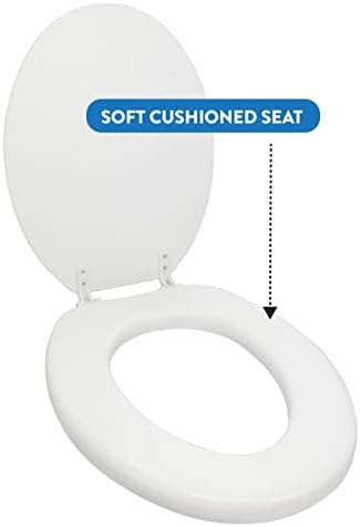 Гинси перничето пустино бело меко тоалетно седиште за стилски декор на бања, бело, издолжено 19,7 x 15 x 3 инчи