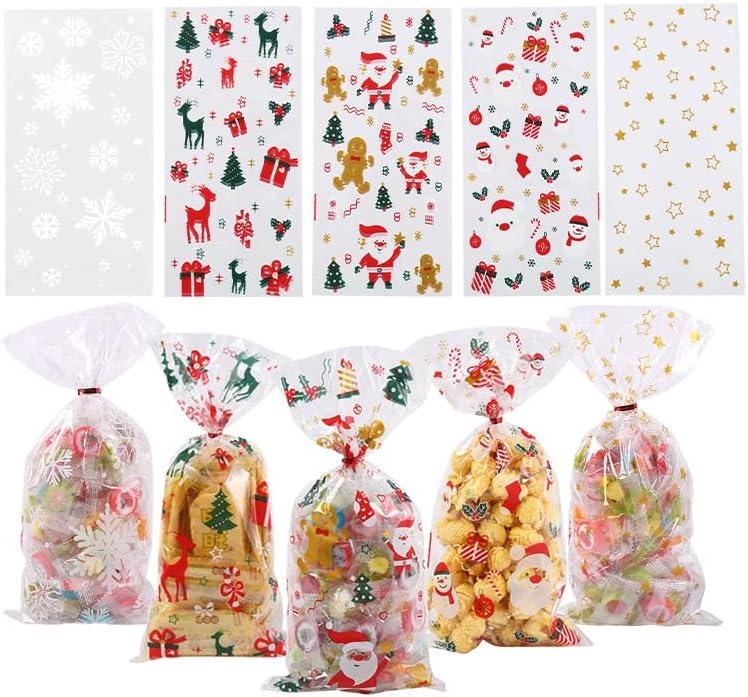 100 Парчиња Божиќни Кеси За Бонбони Кеси За Целофан Торби За Подароци Торби За Подароци Торби За Подароци Колачиња За Подароци