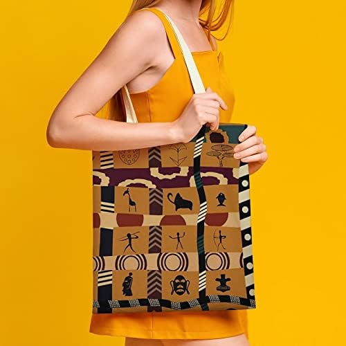 Wengbeauty Canvas Tote Bag африкански етнички шема1 рамо торба за еднократно намирници за купување кеси за намирници плажа ручек торбички