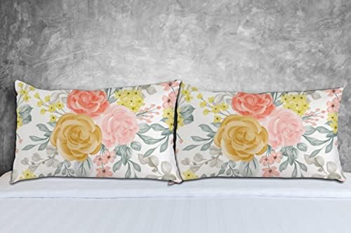 Комплет навлаки за перници од 2 Рози Цвеќиња Од Божур Цветни Селски Градинарски Гроздови Капак За Перница Со Патент Измама За
