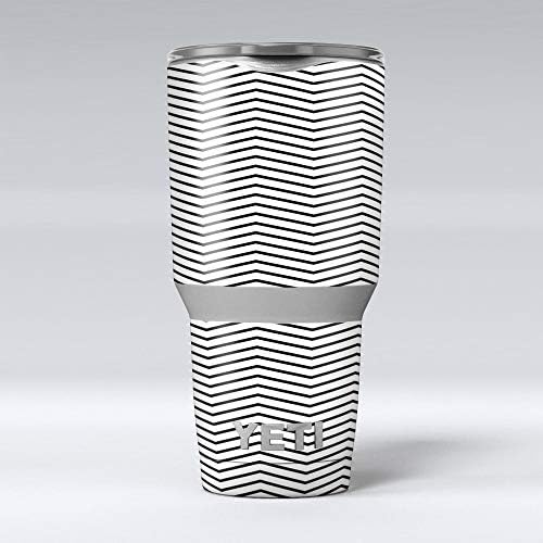 Дизајн Скинц четкичката црна шевронска шема со јасна поддршка - комплет за винил за завиткување на кожата, компатибилен со чашите за ладилни ладилнини