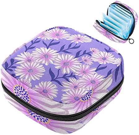 Виолетова цветни кеси за санитарни салфетки, држач за торбичка за торбичка со менструална чаша за жени тинејџерки, мини женски период за комплет торба