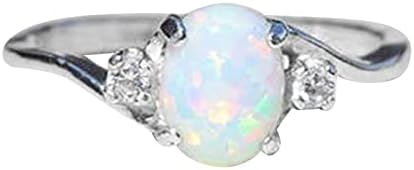 Прстен за ангажман за жени Елегантно венчање ветувач прстен класичен овален опал кубен цирконија дијамантски прстени дами накит подароци