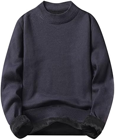 Машки мек џемпер моден моден долг ракав тенок фит плетен џемпер џемпер плетен џемпер