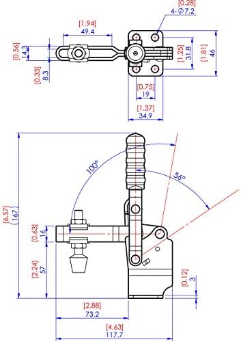 Вертикална рачка со вертикална рачка со висока основна мерка-2-7/8 ”x 1-1/8”