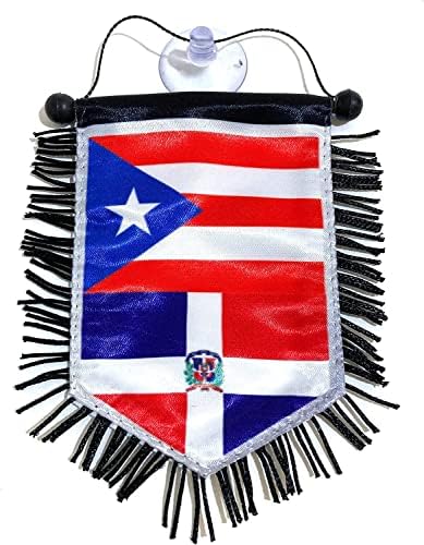 Знамиња на Порто Рико и знамиња на Доминиканска Република Зголемување на автомобили знаме за домашно украсување додатоци за семејство Loveубовни