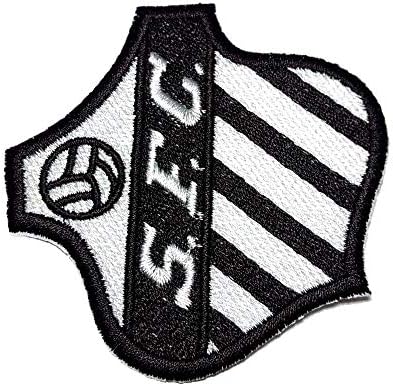 TSP186T Сантос Бразил Бразилскиот Шилд Фудбал Фудбал везена лепенка Амблем ознака железо или шиење големина 2,75 × 2,75 во.