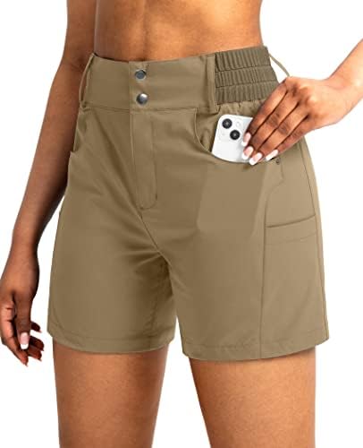 Виодија жени 5 пешачки шорцеви за голф со џебови со високи половини за истегнување на товарите за жени кои се обидени лето