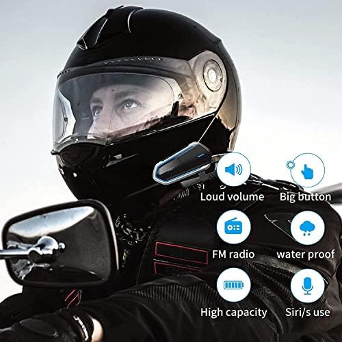 Гева мотоцикл шлем Bluetooth, надворешни спортови слушалки, IP65 водоотпорни звучници со тип-Ц, BT5.0, црно бело сино