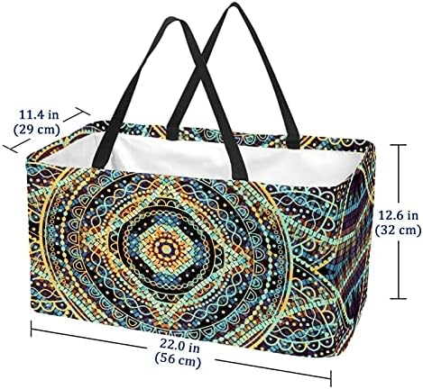 Кошница за еднократно шопинг Бохемија Цветна геометрија шема за преносни преклопни пикник намирници кеси за перење алишта за