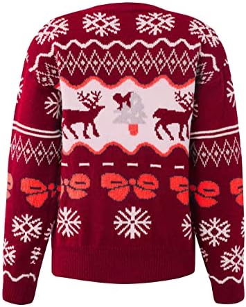 Christmasенски Божиќни џемпери за мажи Мода Дедо Мраз везена џемпер со плетенка од вратот