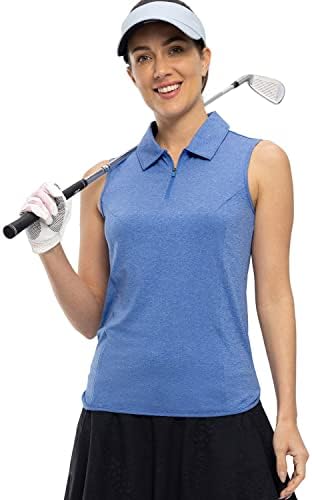 Ysенски кошули за голф без ракави на Ysento, врвови со палење 1/4 поштеди со брзина суво влага за влага Поло кошули