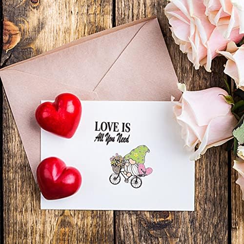 Денот на в Valentубените јасни марки за правење картички, Валентин велосипед џуџе зборови марки Валентин гном Транспарентен гумен печат за печат за DIY Фото -книги за к?